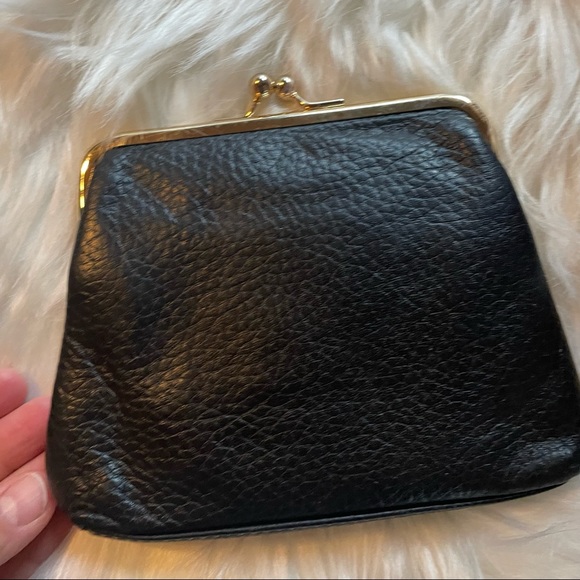 Vintage Dooney & Bourke black pebbled leather snap top wallet change purse - Picture 2 of 6